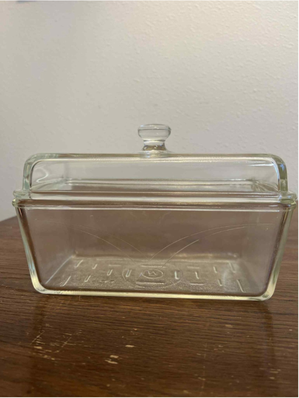 Vintage Wheaton Glass Refrigerator Dish with Lid 9” Clear Glass Storage Box MCM